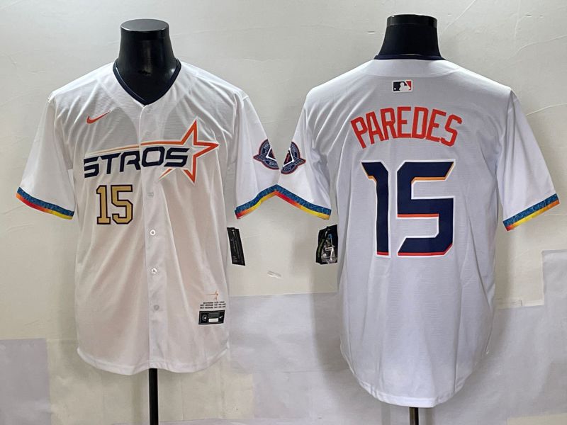 Men Houston Astros #15 Paredes White Fourth generation Joint Name 2025 Nike MLB Jersey style 2->san diego padres->MLB Jersey